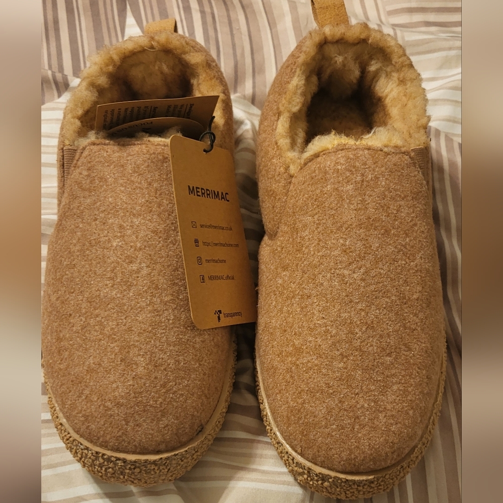Brand New Tan Wool Slippers